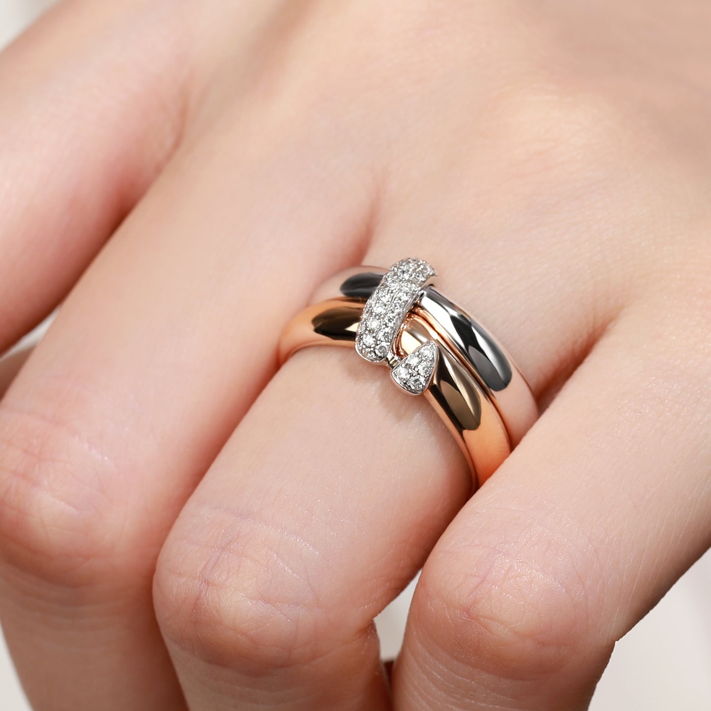 18K Gold Two Stone Diamond Ring