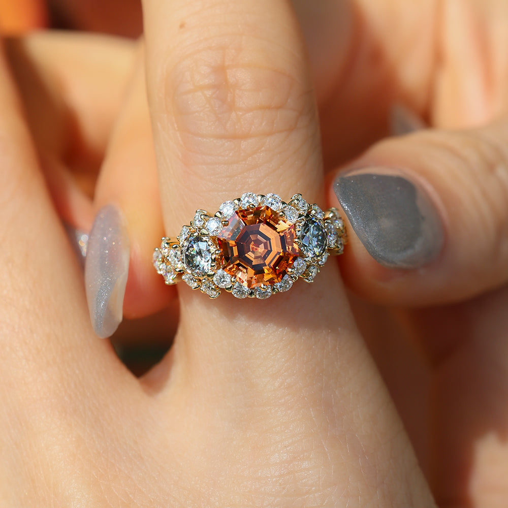 Octagonal Fanta Moissanite Ring
