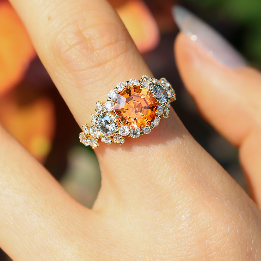 Octagonal Fanta Moissanite Ring