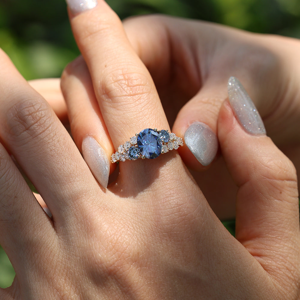 Gray 1.98ct Oval Moissanite Ring