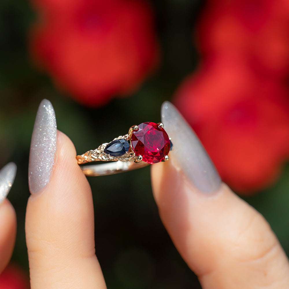 Lab-Grown Ruby and Sapphire Ring