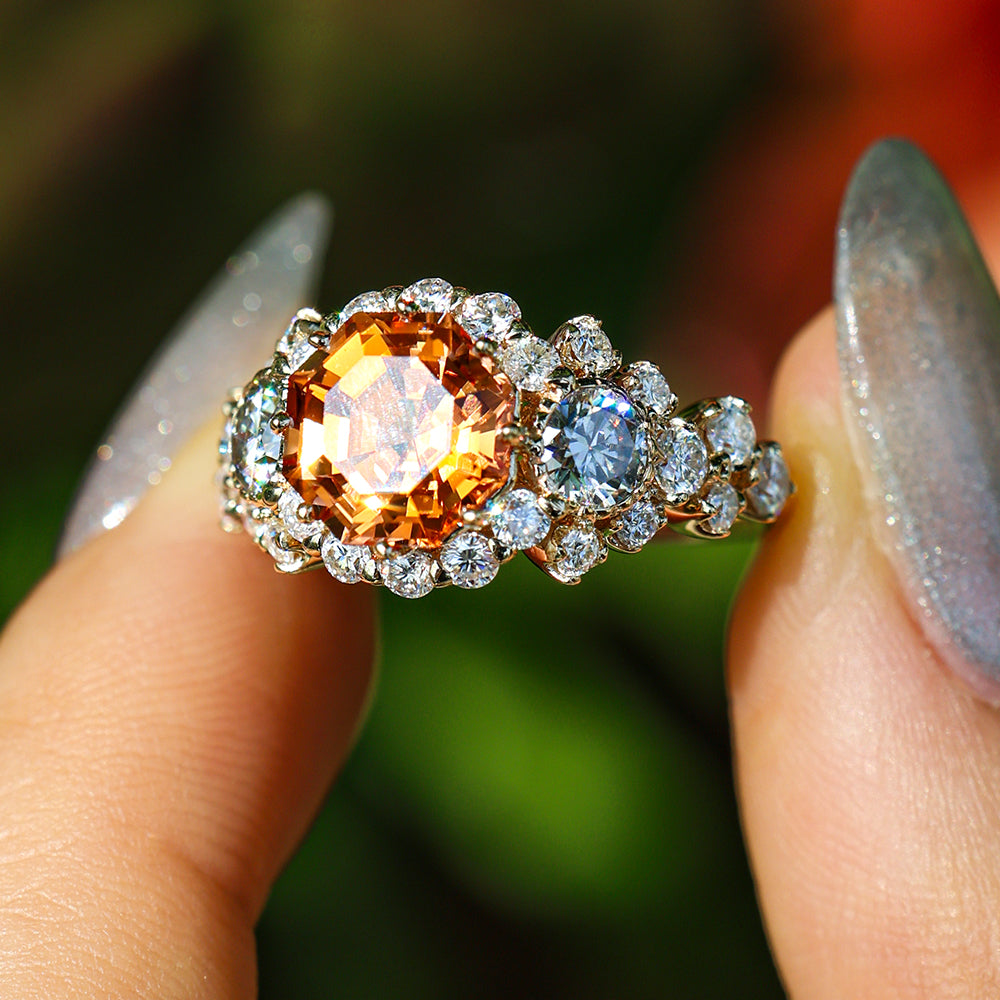 Octagonal Fanta Moissanite Ring