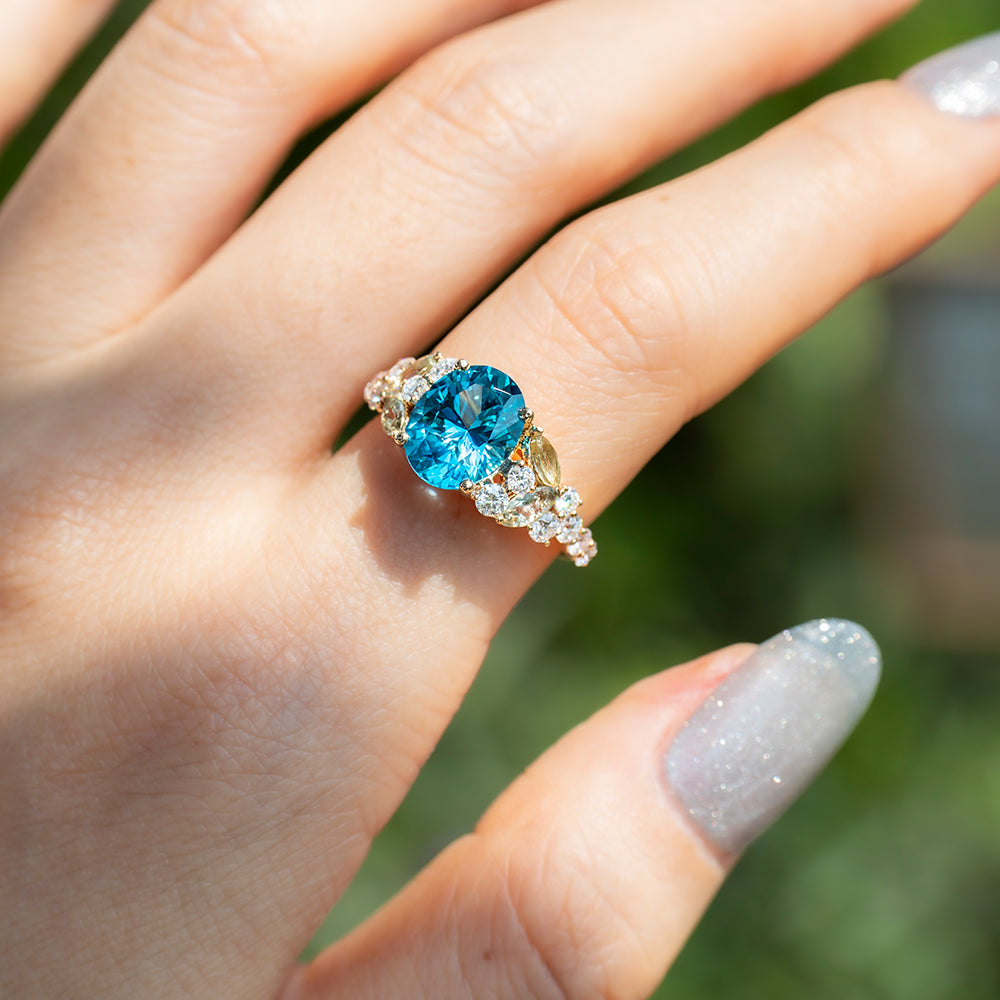 Oval Santa Maria Moissanite Ring