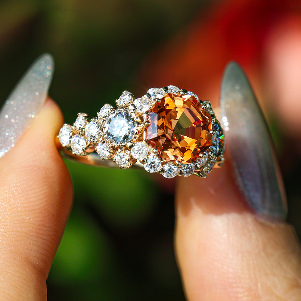 Octagonal Fanta Moissanite Ring