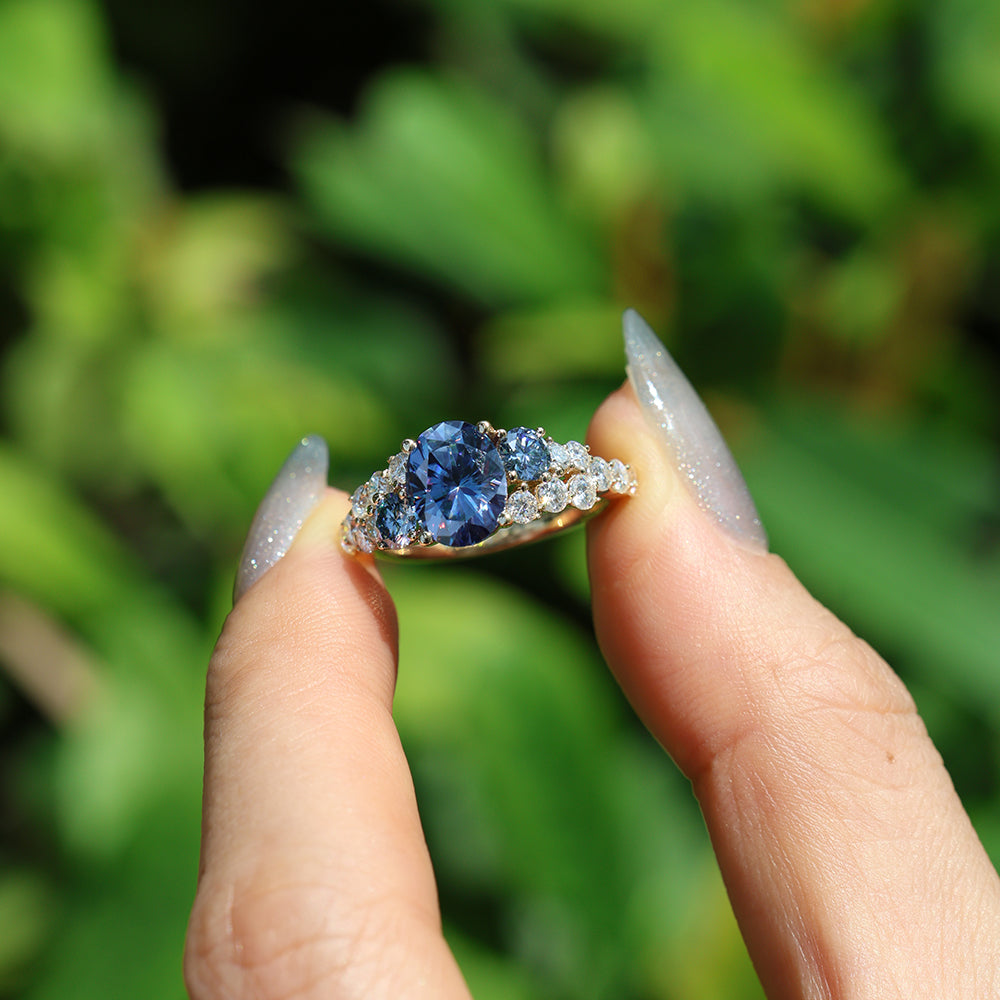 Gray 1.98ct Oval Moissanite Ring