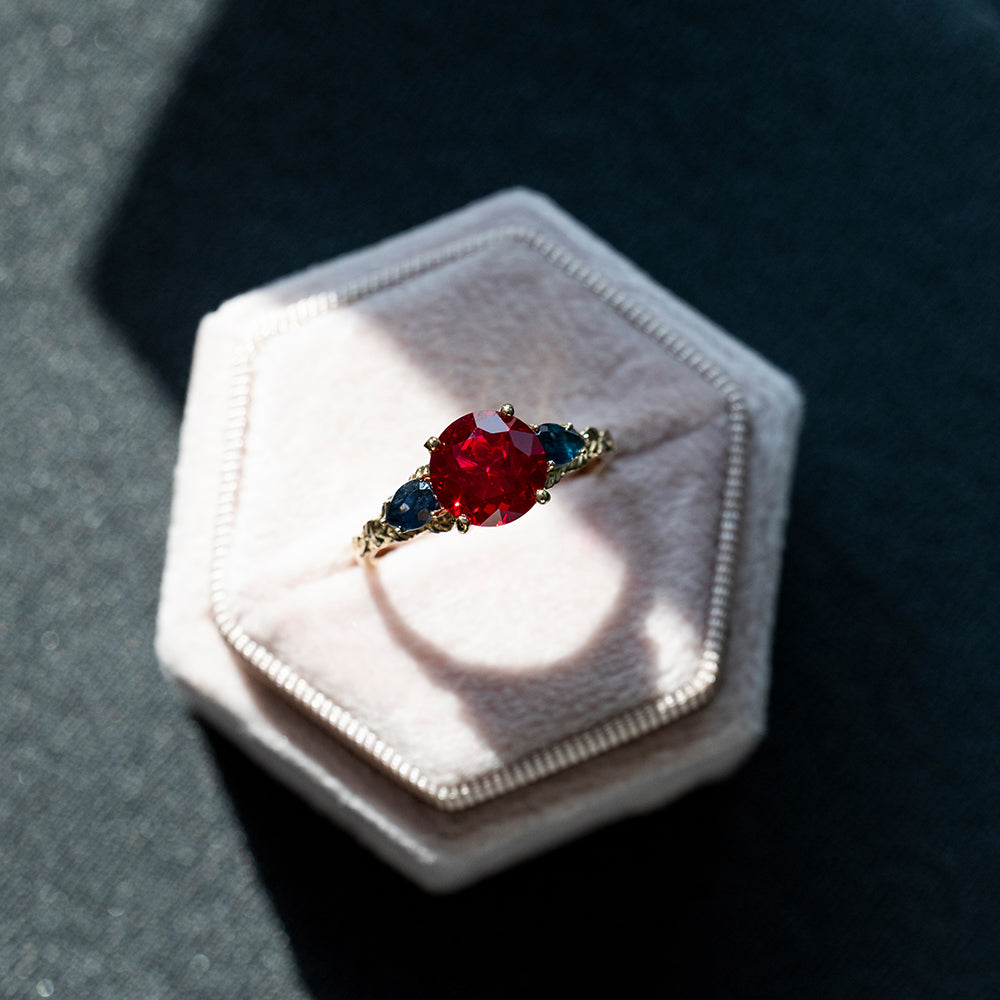 Lab-Grown Ruby and Sapphire Ring