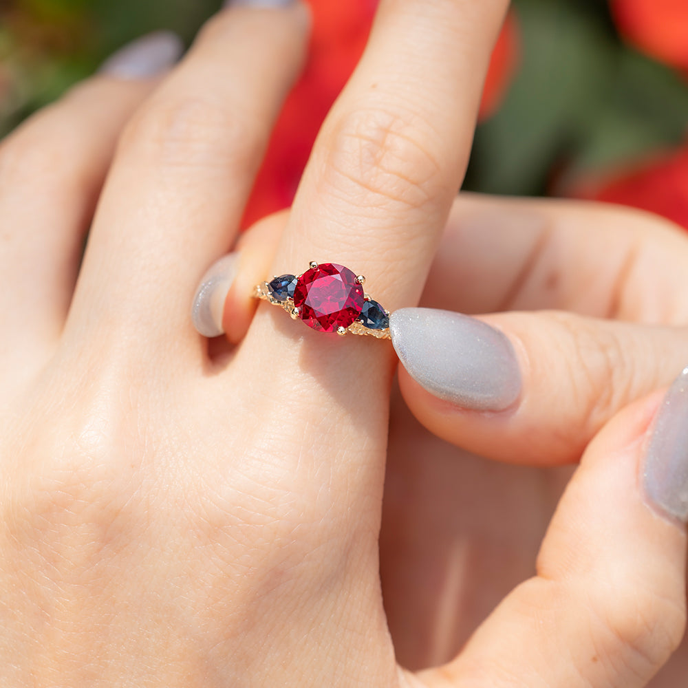 Lab-Grown Ruby and Sapphire Ring