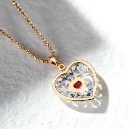 18K Gold Pigeon Blood Ruby Pendant Necklace