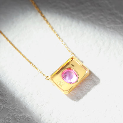 18K Gold Pink Sapphire Necklace