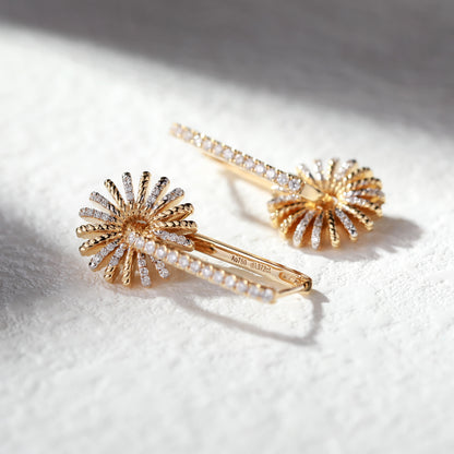 18K Gold Vintage Earrings with Diamond