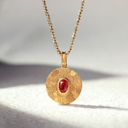 18K Gold Pigeon Blood Ruby Pendant Necklace