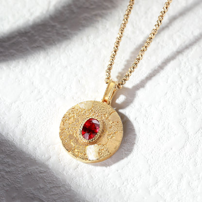 18K Gold Pigeon Blood Ruby Pendant Necklace