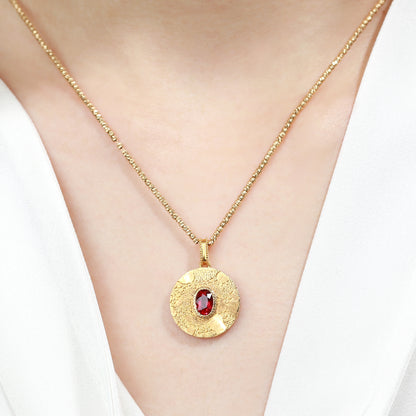 18K Gold Pigeon Blood Ruby Pendant Necklace