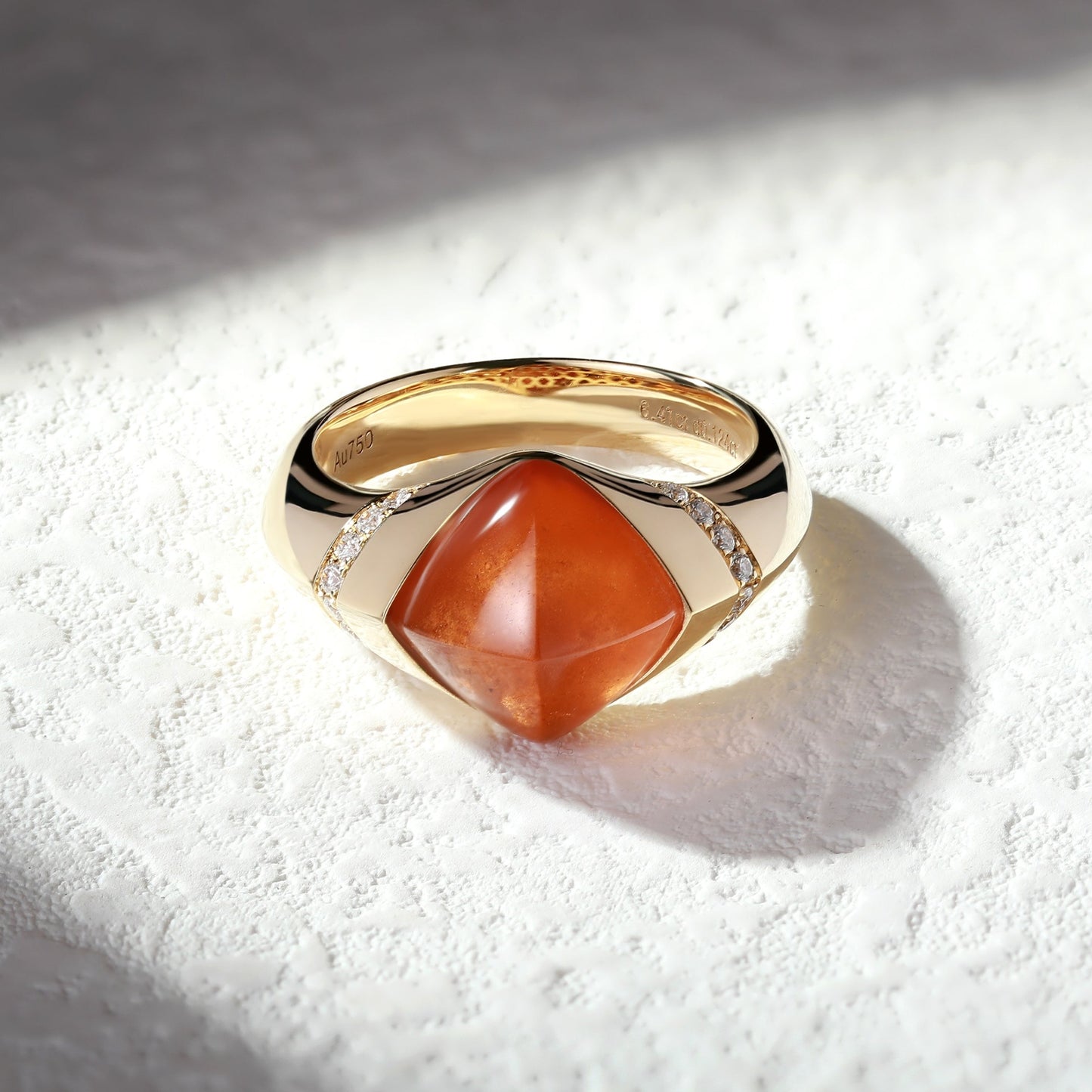 18K Gold Natural Fanta Orange Garnet Ring