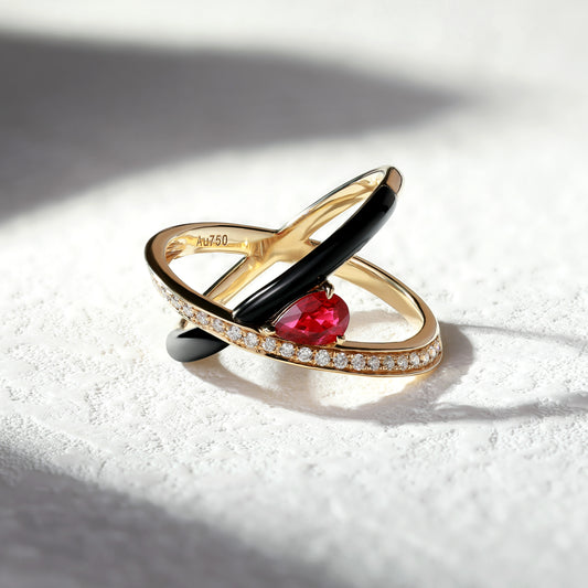 18K Gold Pigeon Blood Red Ruby Ring