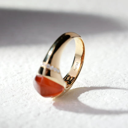 18K Gold Natural Fanta Orange Garnet Ring