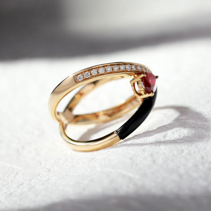 18K Gold Pigeon Blood Red Ruby Ring