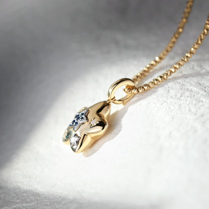 18K Gold Star-shaped Sapphire Pendant Necklace