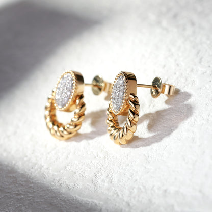 18K Gold Vintage Earrings with Diamond