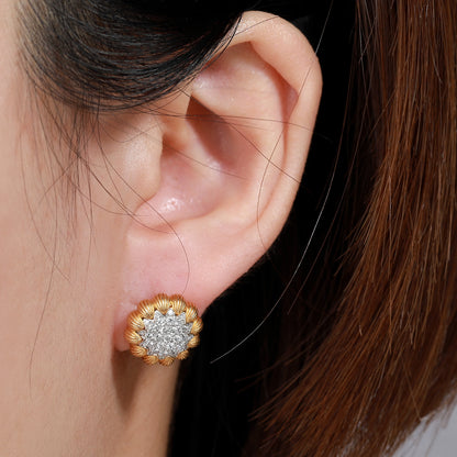 18K Gold Vintage Earrings with Diamond