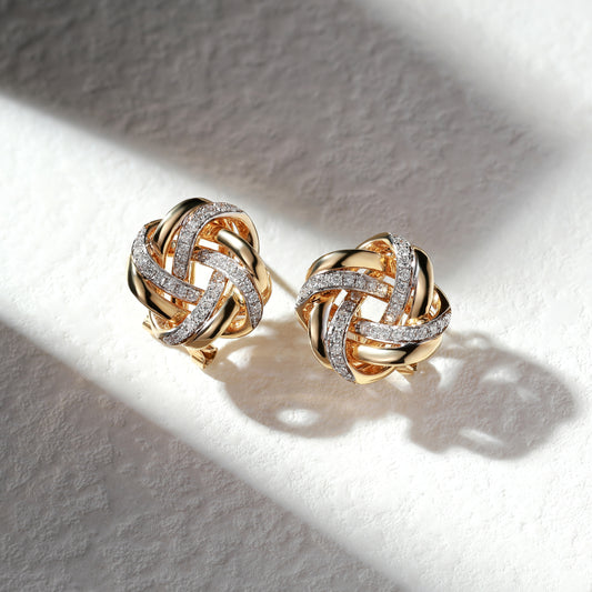 18K Gold  Vintage Earrings with Diamond