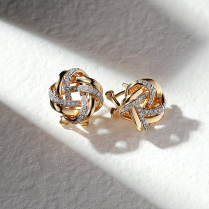 18K Gold  Vintage Earrings with Diamond