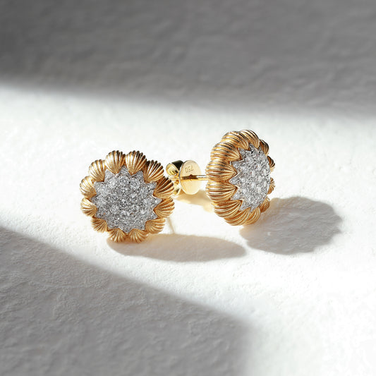 18K Gold Vintage Earrings with Diamond