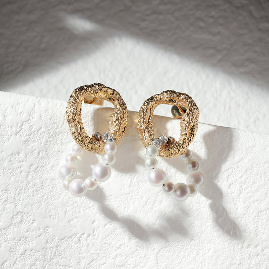 18K Gold Pearls Earrings