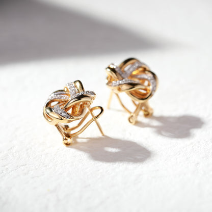 18K Gold  Vintage Earrings with Diamond