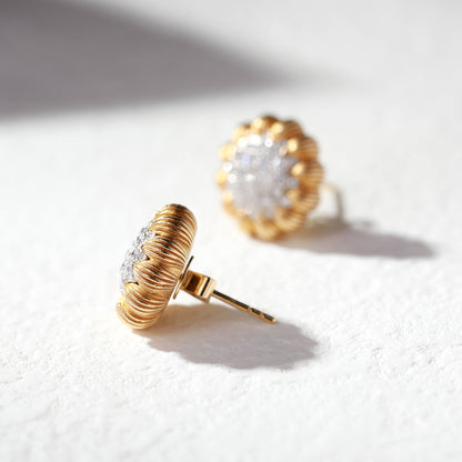 18K Gold Vintage Earrings with Diamond