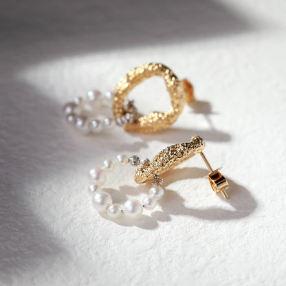 18K Gold Pearls Earrings