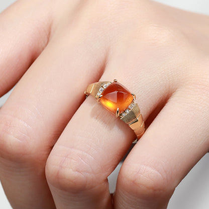 18K Gold Natural Fanta Orange Garnet Ring