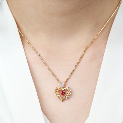 18K Gold Pigeon Blood Ruby Pendant Necklace