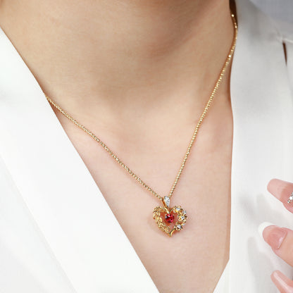 18K Gold Pigeon Blood Ruby Pendant Necklace