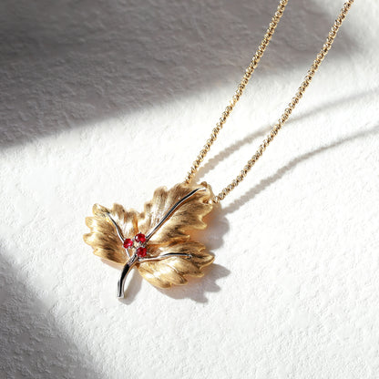 18K Gold Pigeon Blood Red Ruby Pendant Necklace