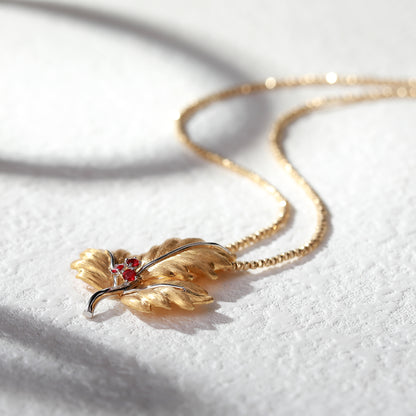 18K Gold Pigeon Blood Red Ruby Pendant Necklace