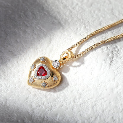 18K Gold Pigeon Blood Ruby Pendant Necklace