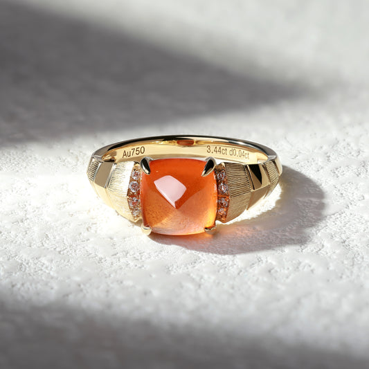 18K Gold Natural Fanta Orange Garnet Ring