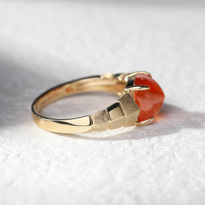 18K Gold Natural Fanta Orange Garnet Ring