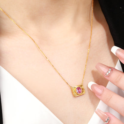 18K Gold Pink Sapphire Necklace