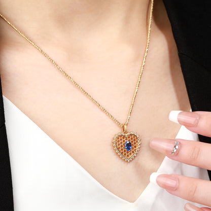 18K Gold Cornflower Blue Sapphire Pendant Necklace with Diamond