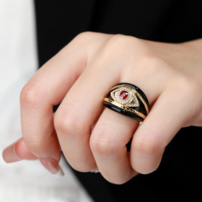 18K Gold Pigeon Blood Red Ruby Ring