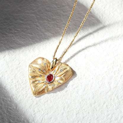 18K Gold Pigeon Blood Red Ruby Necklace