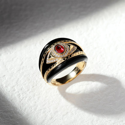 18K Gold Pigeon Blood Red Ruby Ring