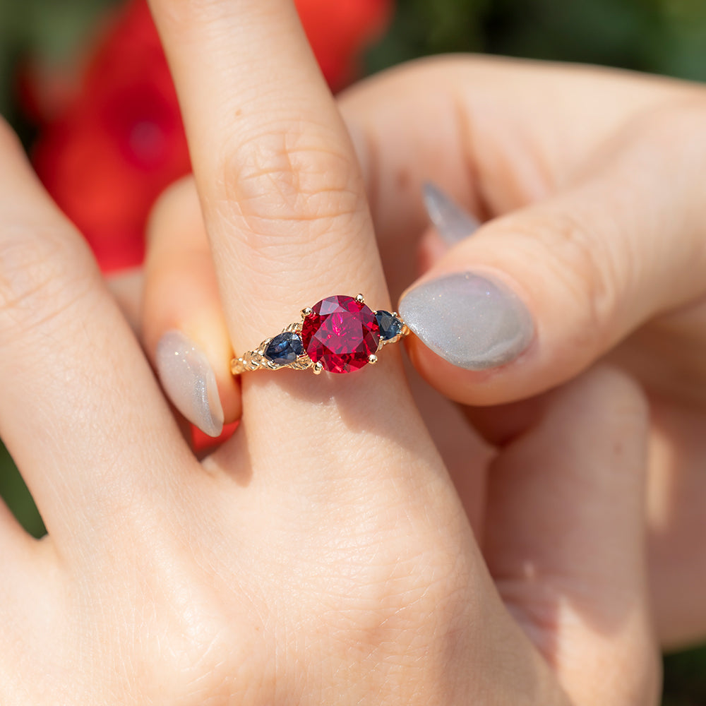 Lab-Grown Ruby and Sapphire Ring