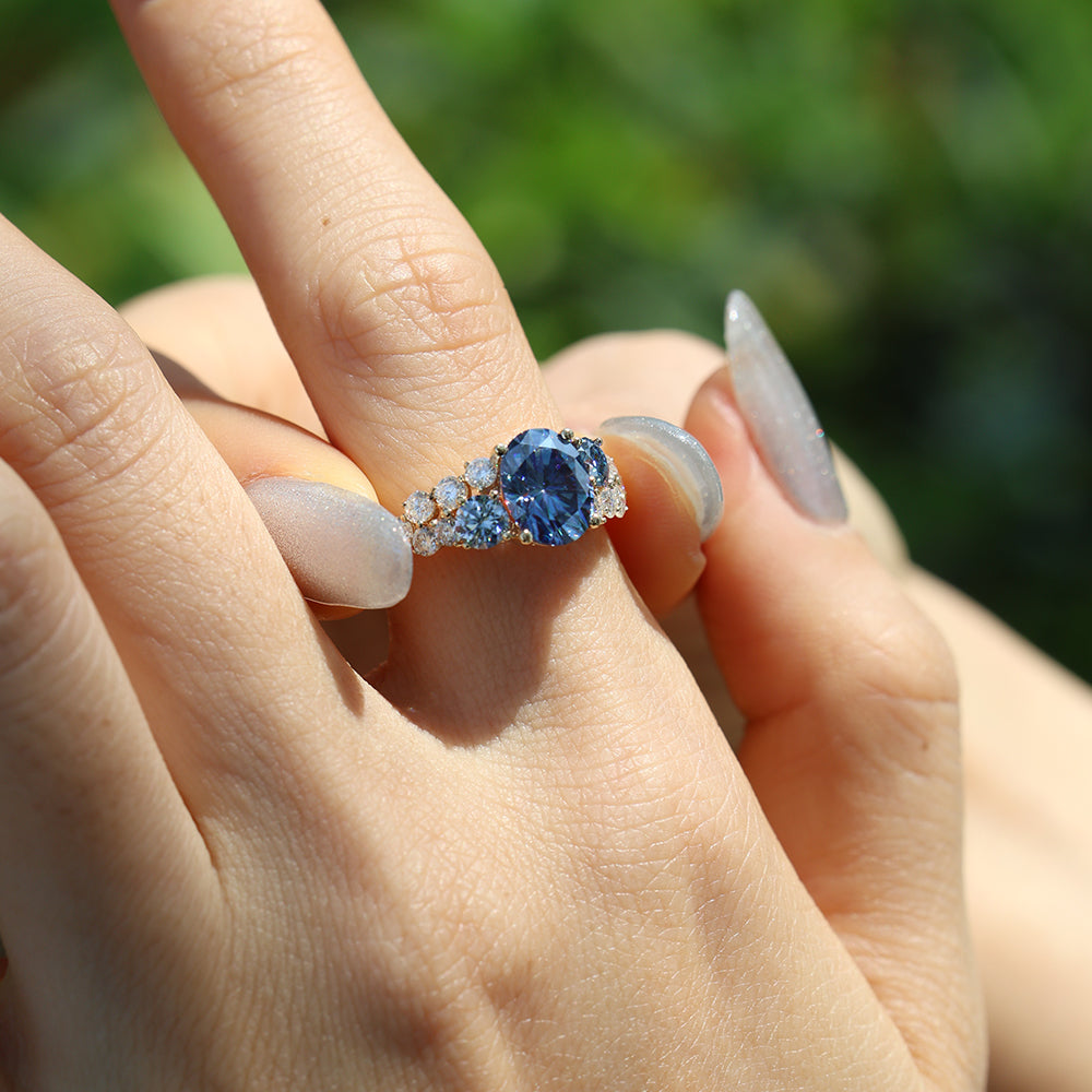 Gray 1.98ct Oval Moissanite Ring