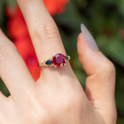 Lab-Grown Ruby and Sapphire Ring