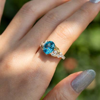 Oval Santa Maria Moissanite Ring