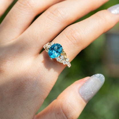 Oval Santa Maria Moissanite Ring