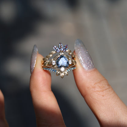 Heart Gray Moissanite Stacking Ring set